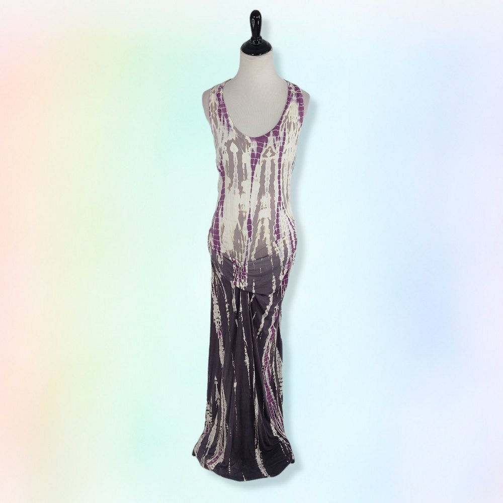 Young Fabulous & Broke Purple Tie Dye Racerback Maxi Dress Small Bohemian
